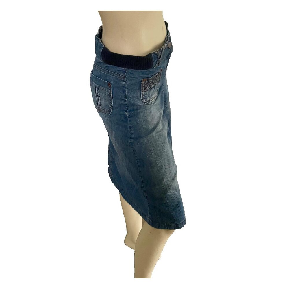 Denim Midi Skirt, Size 8, Topshop UK Midi Light Denim Skirt